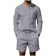 thumbnail image 2 of Ceisia Men's Casual Linen-Like Solid Color 2-Piece Outfit Stand Collar Long Sleeve Shirt and Drawstring Shorts Set Gift, 2 of 9