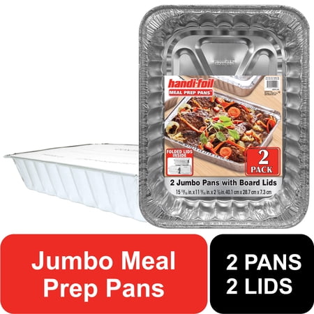 Handi-Foil Jumbo Aluminum Meal Prep Containers with Folded Lids, 2 Count