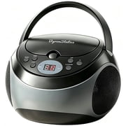 ByronStatics Portable Boombox CD Player AM FM Radio, 3.5mm AUX Jack, AC DC Operated, Great for Home Outdoor, Black