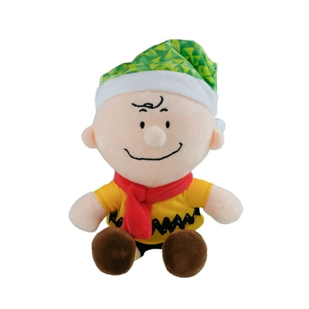 Peanuts Charlie Brown 8 inch Tall Christmas Plush, Yellow, Plush, by Ruz