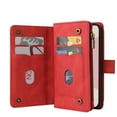 thumbnail image 3 of Wallet Case for Google Pixel 7 Pro, Magnetic Zipper Pouch Premium PU Leather with Kickstand Wallet Flip Shockproof Phone Case Wrist Strap Card Slots Holder Pocket Google Pixel 7 Pro,
Red, 3 of 10