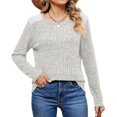 thumbnail image 2 of Camisas de Larga y Cuello Redondo para Mujer, Corte Holgado, Estilo Túnica Informal Elegante, Suéter, Ropa de Otoño e Invierno Gris XXL, 2 of 10