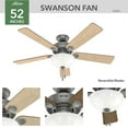 thumbnail image 3 of Hunter - Swanson Indoor Ceiling Fan With Light, 52-inch, Matte Silver, Traditional-style, 3-speed WhisperWind Motor, 50909, for living rooms, bedrooms, home offices, kitchens, 3 of 14