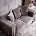 thumbnail image 4 of JERFIT Modern Silver Velvet Loveseat Sofa with Gold Trim for Living Room, Upholstered Small Couch, 4 of 5