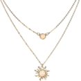 thumbnail image 1 of Double Chains Moon and Sun Layered Choker Necklace Sunflower Opal Pendant Necklace Gift for Women, 1 of 4