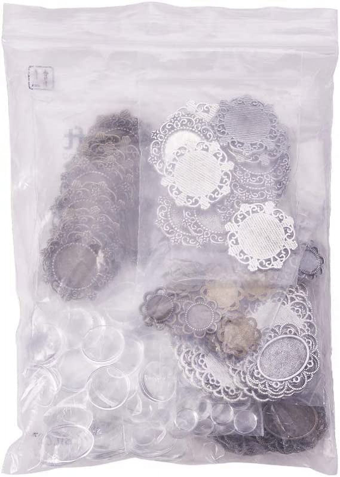 DIY Cabochon Settings Making with Alloy Findings and Glass Cabochons Clear Mixed Color 29.5x25.5x2mm