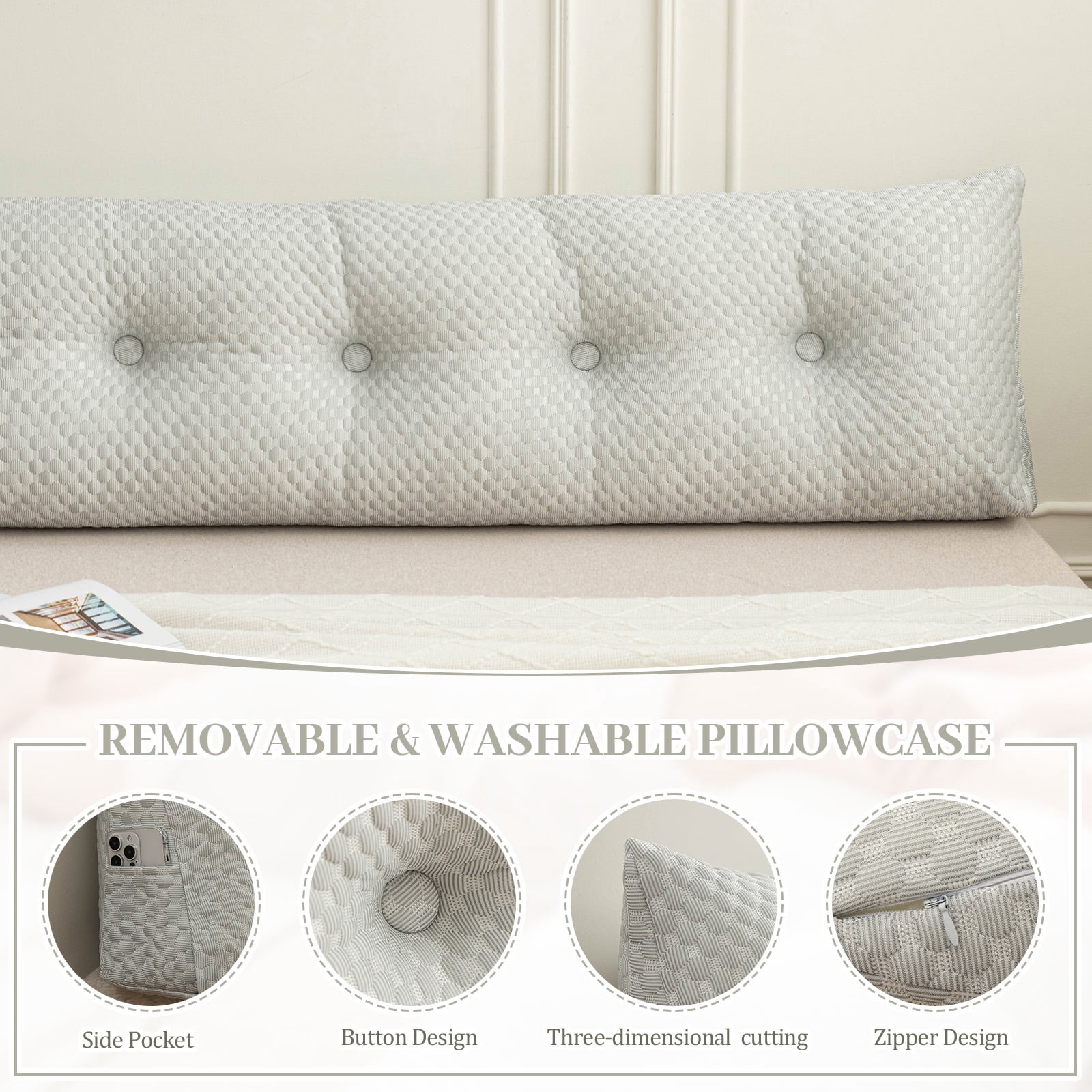 Lovote Comfort Wedge Headboard Pillow - Plush Supportive Backrest for Reading & Relaxing