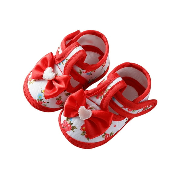 Baby Girl's Single Shoes with Bow Decoration, Soft Sole Baby Toddler Shoes