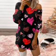 thumbnail image 2 of Robes Femmes Mode Décontractée Confortable Imprimé Amour Épaules Dénudées Robe T-Shirt Sexy, 2 of 6