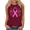 thumbnail image 5 of jicehd Breast Cancer Vest Womens Tank Tops Sleeveless T-Shirts Casual Bowknot Print Solid Color Shirts Retro Round Neck Vest, 5 of 5