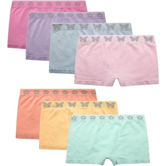 Princess Rose Girls Underwear Soft Comfort Stretch Boyshorts Seamless Underwear for Girls 7 Pack