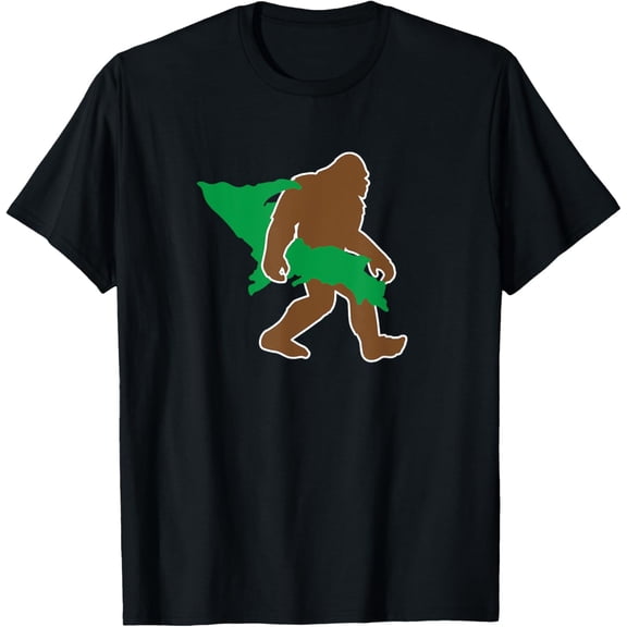 Bigfoot Upper Peninsula T-Shirt funny Sasquatch UP MI T-ShirtMen's and women's gift, black and white T-shirt, size: Extra large S-4XL