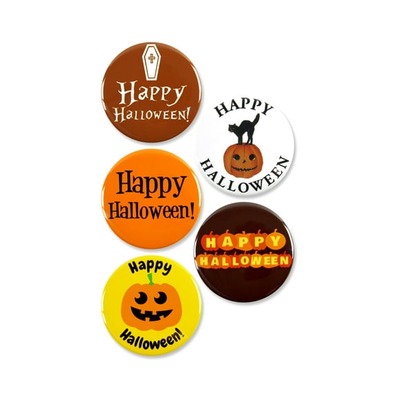 5 Pack - Happy Halloween Cute Halloween Pinback Buttons - 2.25 Inch