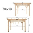thumbnail image 2 of TROPOW Gazebos for Gardens,10x12 FT Cedar Wood Pergola with Retractable Oxford Fabric Roof, Wooden Outdoor Patio Canopy Gazebo with Shade, 2 of 9