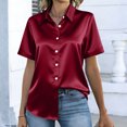 thumbnail image 7 of CIENVNSTG Womens Satin Silk Blouse Short Sleeve Lapel Collar Tops Lightweight Solid Color Button Down Shirts Work Business Dressy Outfits XXL, 7 of 7