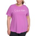 thumbnail image 1 of Calvin Klein Womens Sliced Logo Graphic T-Shirt, Purple, Plus Size, 2X, 1 of 1
