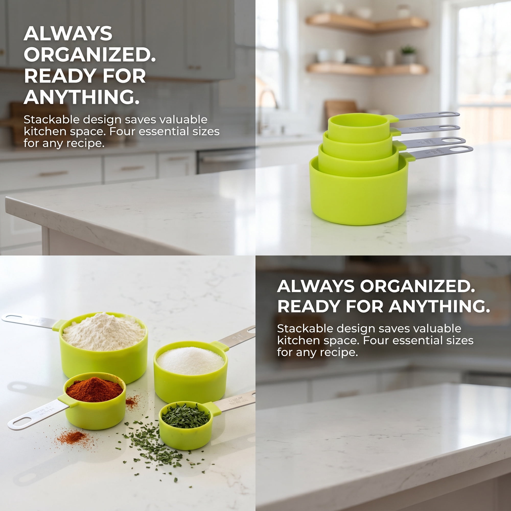 Unique Bargains Affordable Plastic Measuring Spoons Set for Kitchens or RVs Green 4Pcs