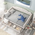 thumbnail image 3 of Triple Tree 7Upholstered Sofa Bed Pine Wood, MDF and Linen Full Size Daybed with 2 Drawers Beige, 3 of 8