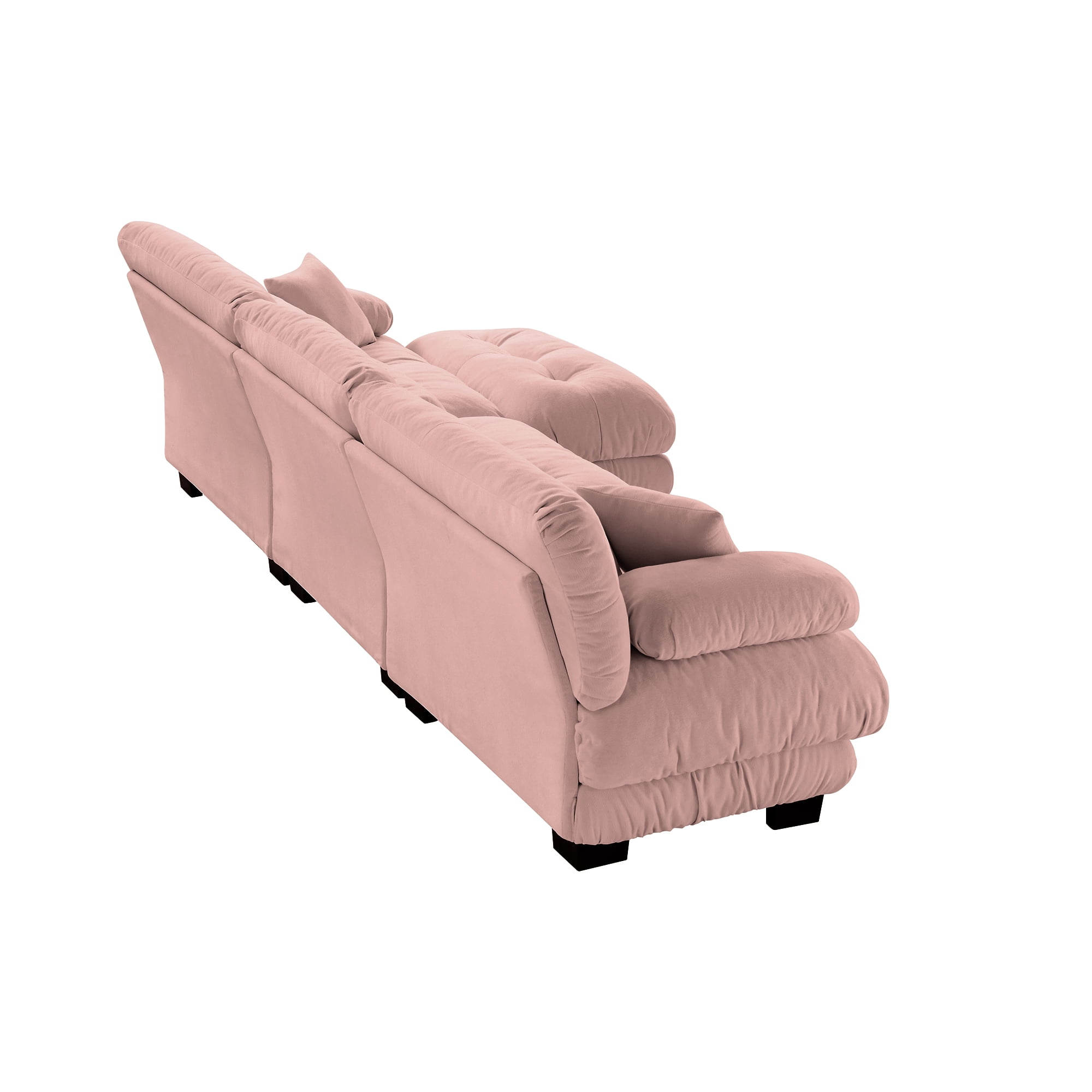 Gewnee Luxury Modular Deep Seat Pink Chenille Sectional Sofa Couch with Convertible Ottoman,Oversized L Shaped Cloud Couch for Living Room