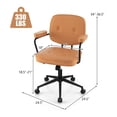 thumbnail image 3 of Giantex Mid Century Leather Office Chair, Height Adjustable Desk Chair w/Rocking Backrest, Upholstered Swivel Leisure Task Chair, 3 of 6