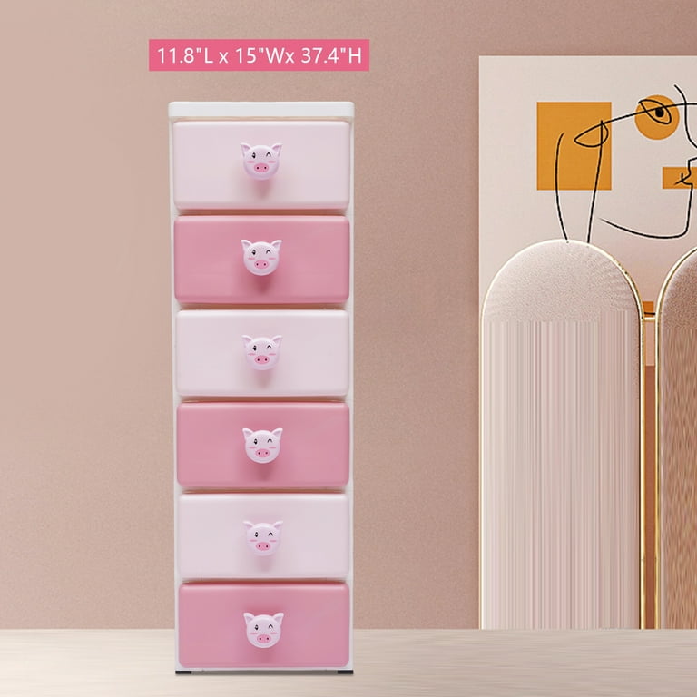 Pink Drawer Plastic Storage Cute Locker Decor Mini Drawer Organizer,  Cosmetic Dresser Stationery Organizer, Cute Plastic Dresser Kawaii Plastic