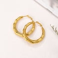 thumbnail image 6 of [Clearance] Bamboo Hoop Earring for Women 18K Gold Plated 40mm Stainless Steel Hoop Huggie Earrings Simple Minimalist Ear Jewelry Gift on Clearance, 6 of 8
