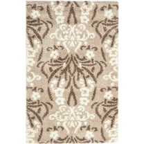 SAFAVIEH Florida Donald Floral Shag Area Rug, Beige/Cream, 3'3" x 5'3"