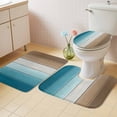 thumbnail image 2 of Teal Brown Ombre Bath Mat 3 Piece Bathroom Rug Set, Vintage Country Wooden Non Slip Bath Rug Contour Mat and Toilet Lid Cover, Absorbent Shower Mats Soft Bath Rugs and Mats Sets, 2 of 8