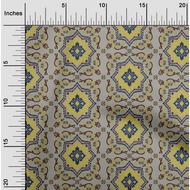 oneOone Polyester Lycra Fabric Floral Ikat Printed Craft Fabric BTY 56 Inch Wide