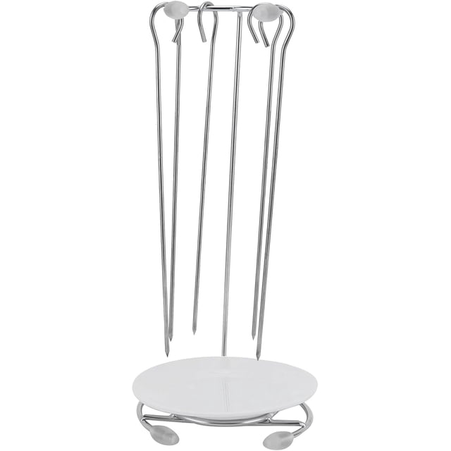 Parrilla para barbacoa de acero inoxidable, kit de asador para brochetas de barbacoa, accesorio duradero y sanitario para parrilla con 5 brochetas reutilizables, perfecto para