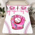 thumbnail image 2 of jejeloiu Pink Baseball Glove Twin Sheet Sets,Ball Sport Game Bedding For Girl 3pcs, 2 of 7