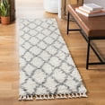 thumbnail image 2 of SAFAVIEH Moroccan Tassel Tangier Geometric Shag Runner Rug, Ivory/Light Grey, 2'2" x 8', 2 of 7
