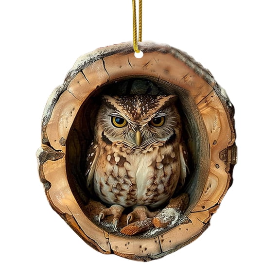 Harliver Christmas Tree Decorations, Woodland Christmas Ornaments, Xmas Decorations, Forest Animal Decoration Christmas Tree Hanging Decorations Christmas Decor Keepsake Gifts (Owl)