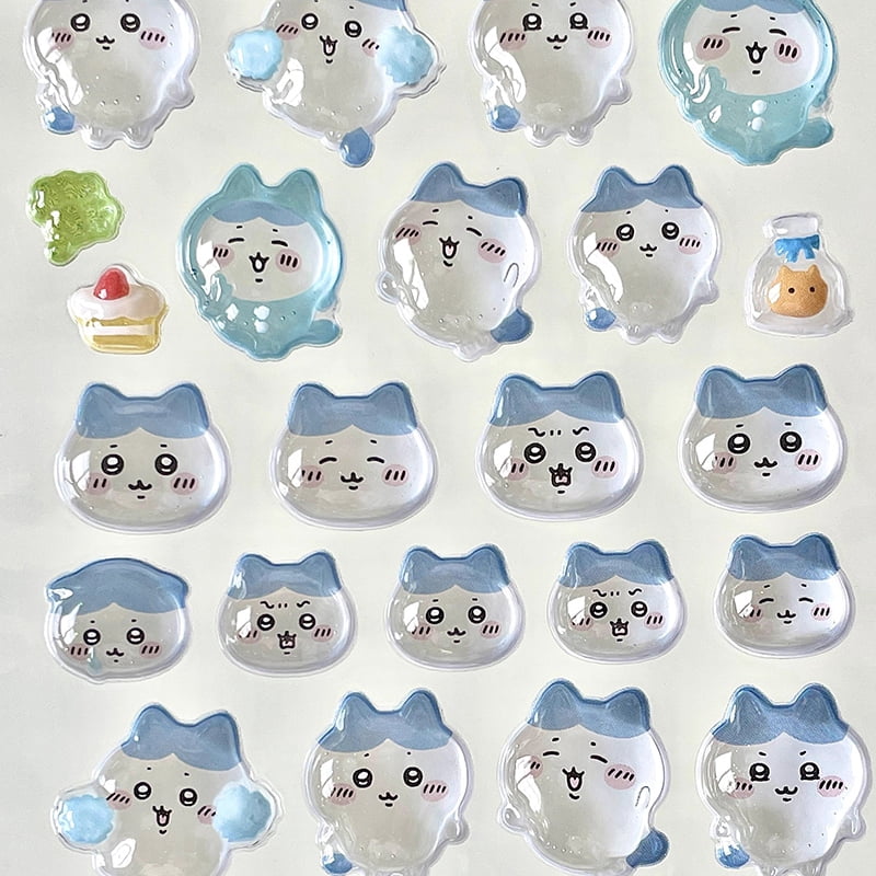 Chiikawa Cartoon 3D Sticker DIY Laptop Scrapbook Decal Aesthetic Crystal Stickers Kawaii Solid Decorative Sticker ちいかわ ボンボンシール