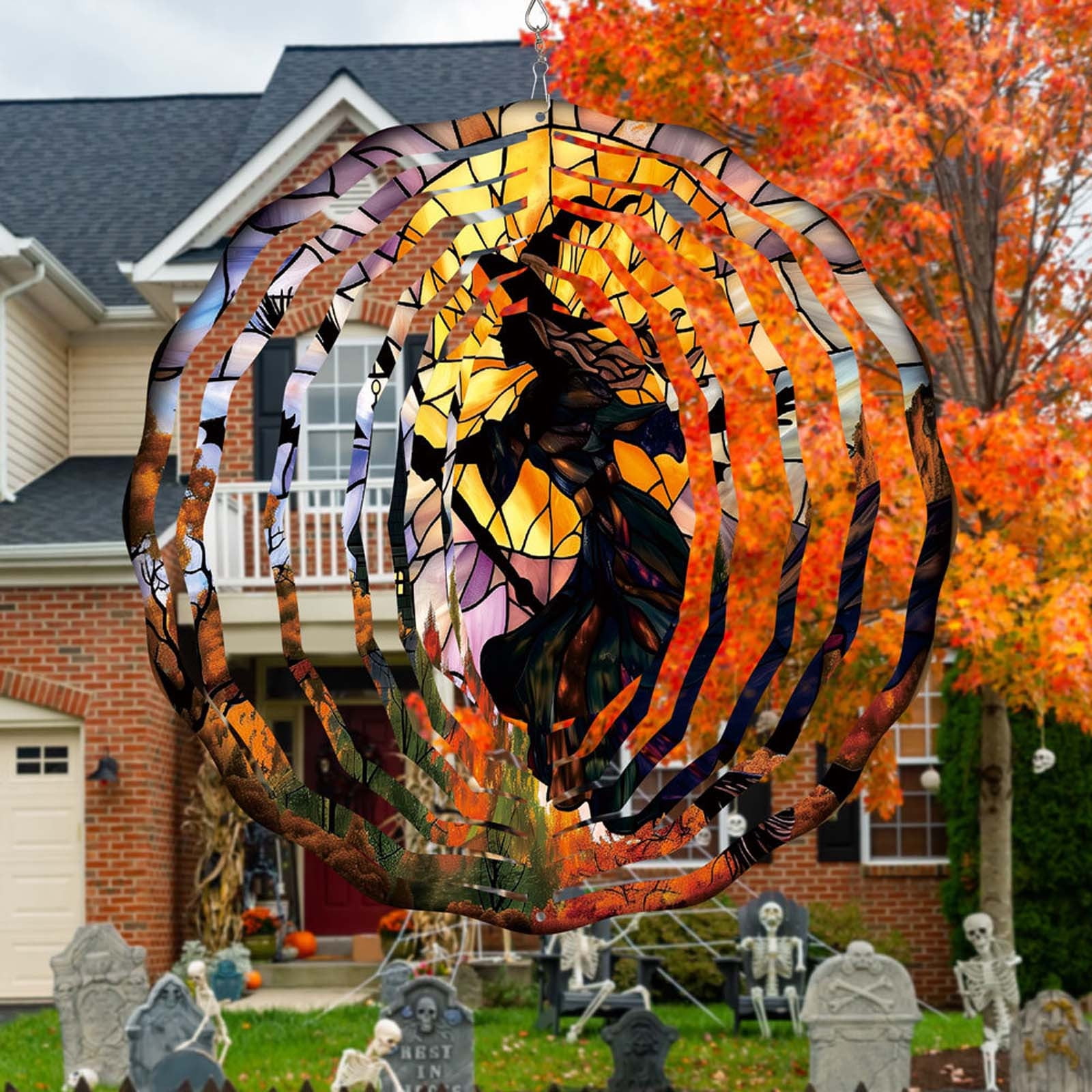 Fall Wind Spinners For Yard And Garden Hello Pumpkin Wind Spinner Maple Leaf Yellow Plaid 3D Metal Stainless Steel Pumpkin Wind Sculptures Chimes Outdoor Patio Fall Thanksgiving Hanging Decor 10 Inch