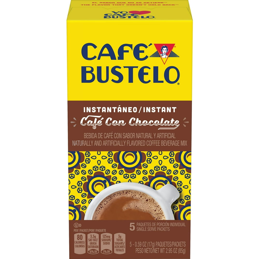 Cafe Bustelo Instant Beverage Mix Sticks, Cafe Con Chocolate, 5 Count