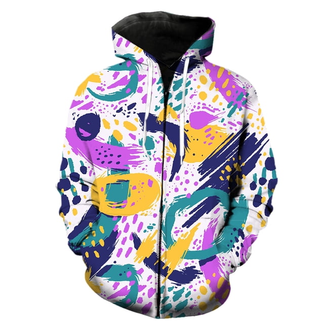 Sudadera con capucha y cremallera de manga larga con estampado 3D de grafiti abstracto para hombre, unisex, gran oferta 2024, con capucha.