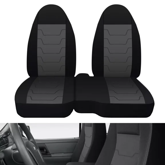 FANOTEK Front Seat Covers for Ford Ranger 60/40 Highback 2004-2012, Breathable Cotton Replacement Seat Cover Solid Charcoal
