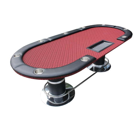 96" Poker Table for Detachable Armrest Chip Tray Jumbo Cup Holders Speed Cloth Stainless Pedestal Base