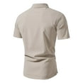 thumbnail image 3 of BOBOGOJP Chemises à Manches Courtes pour Hommes Coupe Slim Unie, Beige m, 3 of 3
