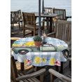 thumbnail image 2 of Outdoor Tablecloth with Umbrella Hole for Patio/Picnic/Party/Camping, Summer Truck Lemon Waterproof Table Cloth Round Cover Washable, Nautical Coastal Blue Plaid (Dia 54"), 2 of 8