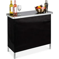 HYJY Portable Pop-Up Bar Table for Indoor, Outdoor, Party, Picnic, Tailgate, Entertaining w/Carrying Case, Storage Shelf, Removable Skirt