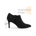 thumbnail image 5 of BLISSFUL STEP Women's Ankle Boots Flower Stiletto Heel Pointed Toe Faux Suede Zipper Booties Black 6, 5 of 7