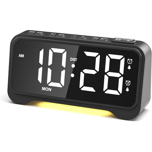 ROCAM Alarm Clock Digital Clock, Simple Loud Alarm Clocks for Bedrooms Large Buttons Easy Set Big Numbers Easy Read, Dimmer Night Light, Dual Alarms, Weekday Weekend Mode, Power-Off Memory