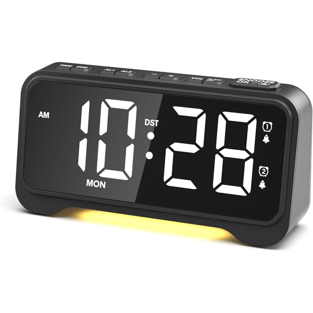 ROCAM Alarm Clock Digital Clock, Simple Loud Alarm Clocks for Bedrooms Large Buttons Easy Set Big Numbers Easy Read, Dimmer Night Light, Dual Alarms, Weekday Weekend Mode, Power-Off Memory