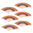 thumbnail image 2 of Abanicos plegables de 6 uds., abanicos de mano decorativos atractivos y coloridos con huesos de bambú para regalo de decoración de ropa de rendimiento, 2 of 8
