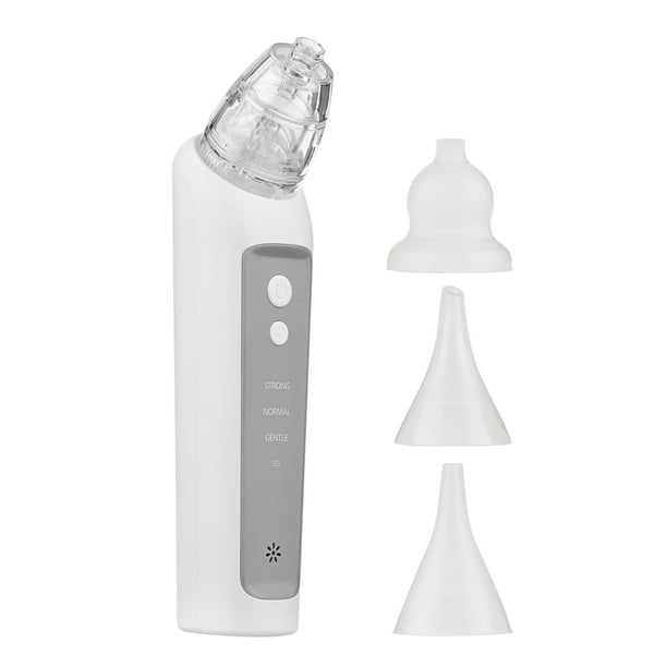 Aspirador nasal eléctrico para bebés Limpiador automático de ventosa nasal para bebés 3 niveles de succión Batería incorporada de bajo ruido con música relajante 3 puntas de succión de Meterk Aspirador nasal