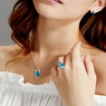 thumbnail image 2 of Uloveido Fashion Big Square Blue Pendant Necklace Stud Earrings and Birthstone Ring Jewelry Set for Women (Blue, Size 10) T295, 2 of 6