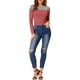 thumbnail image 2 of BLUSA DE MUJER INSPIRE CHIC T-SHIRT CASUAL DE MANGA LARGA A RAYAS EN BLOQUES DE COLOR M ROJO GRIS, 2 of 7