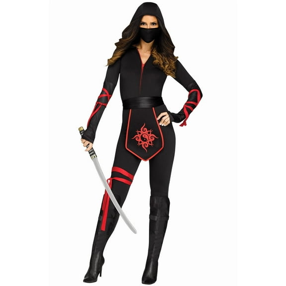 Fun World Sexy Ninja Warrior Women's Halloween Fancy-Dress Costume for Adult, Regular L (12-14)